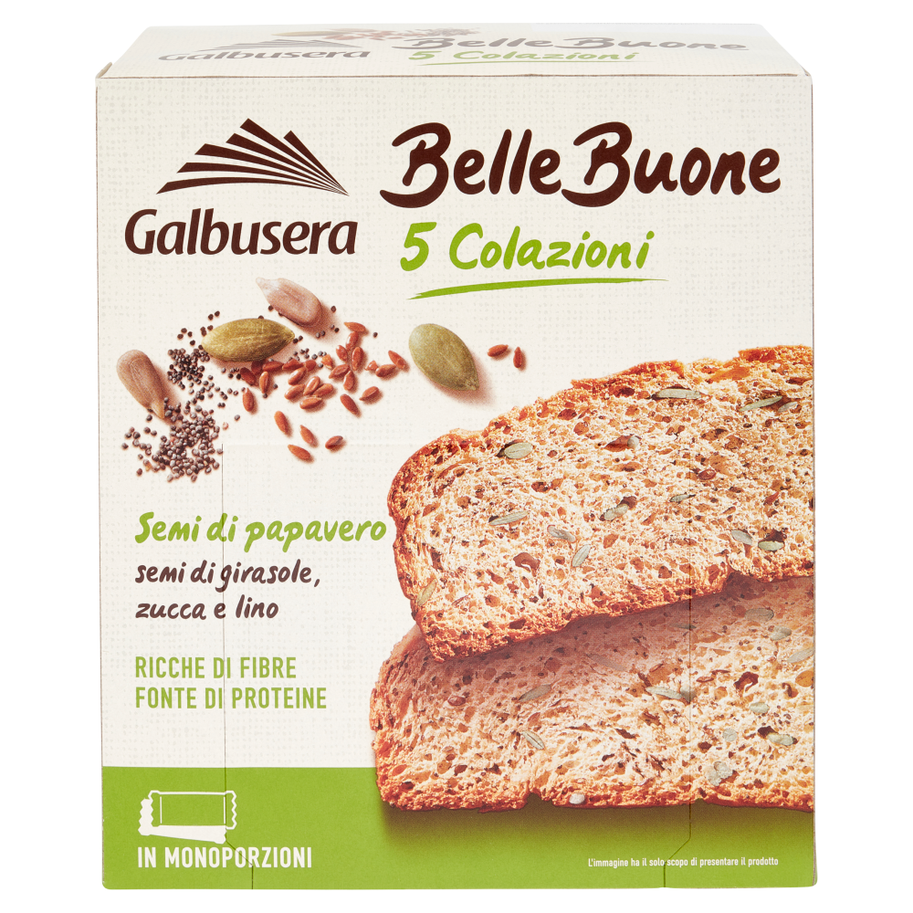 Galbusera BelleBuone 5 Colazioni Semi di papavero semi di girasole, zucca e lino 5 x 40 g