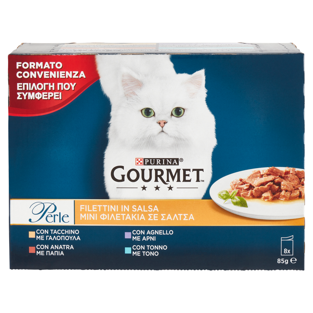 PURINA GOURMET Perle Filettini in Salsa Tacchino / Anatra / Agnello / Tonno 8 x 85 g