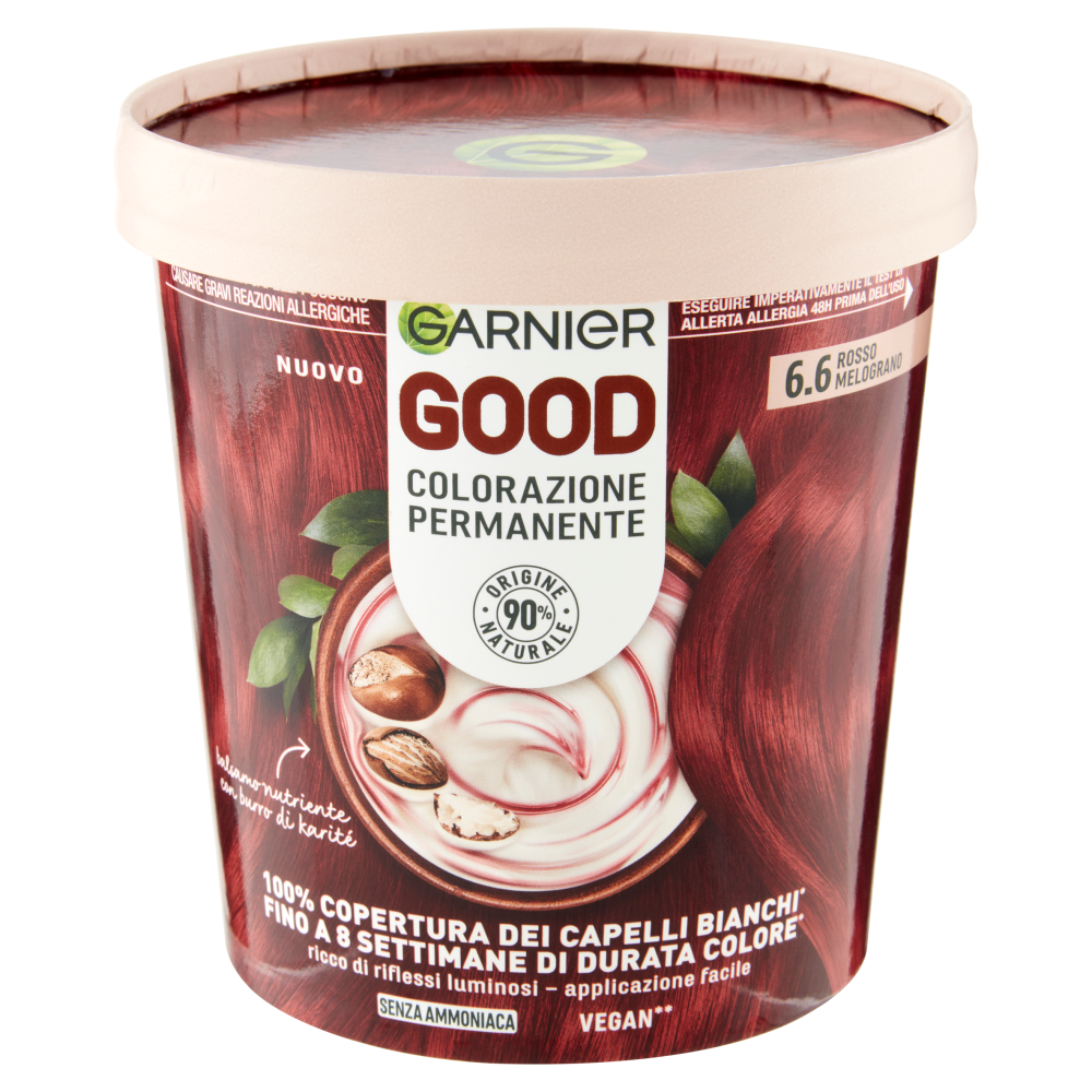 Garnier GOOD 6.6 Rosso Melograno, colorazione permanente senza ammoniaca, 90% di origine naturale