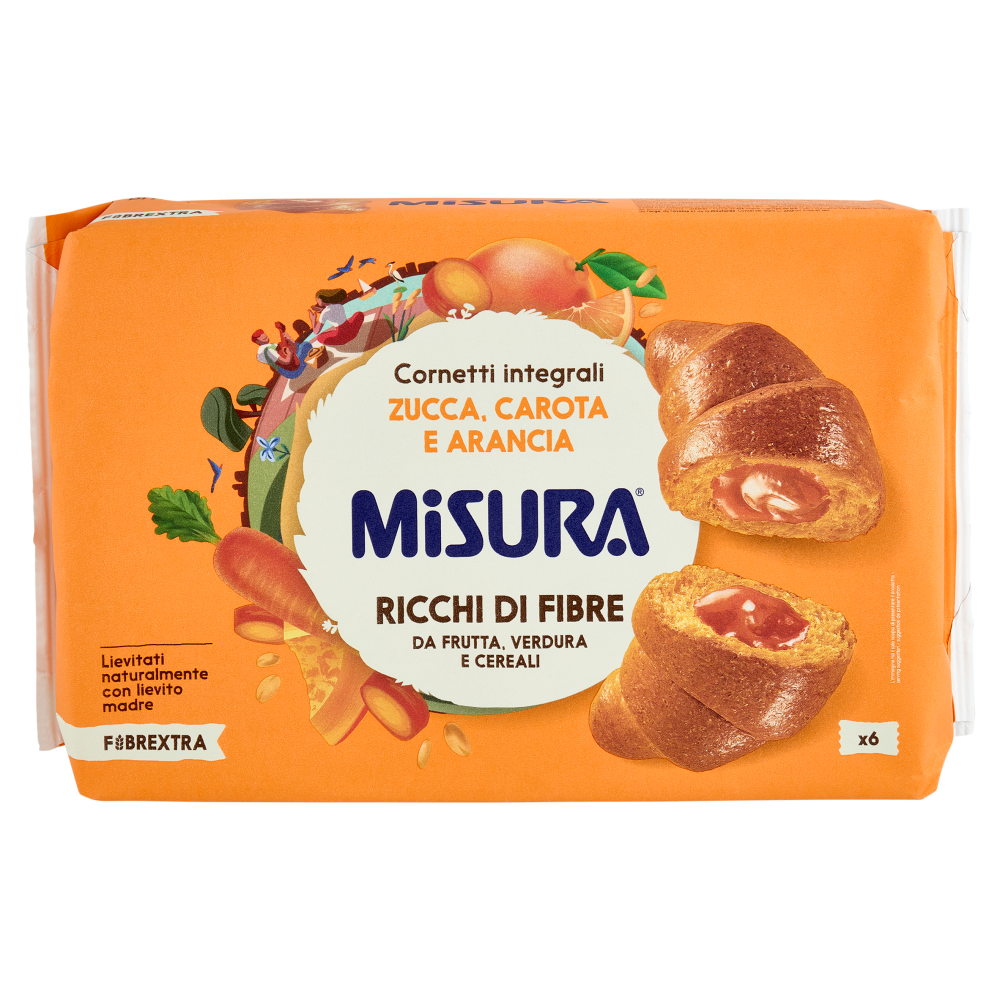 Misura Fibrextra 6 Cornetti integrali Zucca, Carota e Arancia 308 g