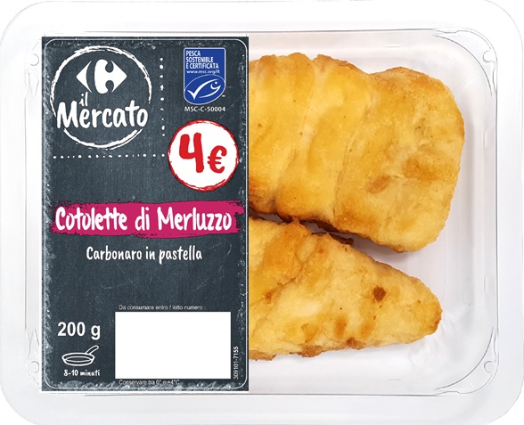Cotolette di merluzzo carbonaro in pastella Carrefour il Mercato