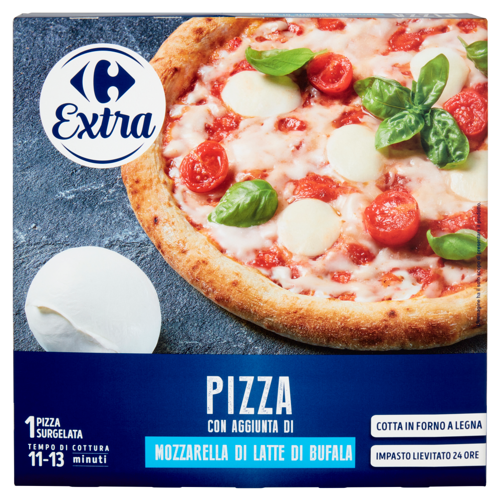 Carrefour Extra Pizza con Aggiunta di Mozzarella di Latte di Bufala Surgelata 400 g