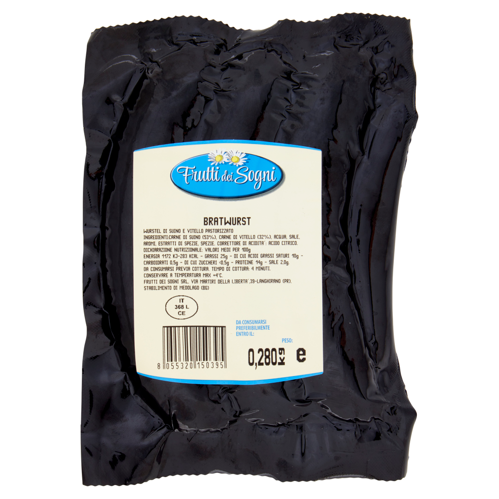 Frutti dei Sogni BBQ Bratwurst di Suino e Vitello 0,280 kg