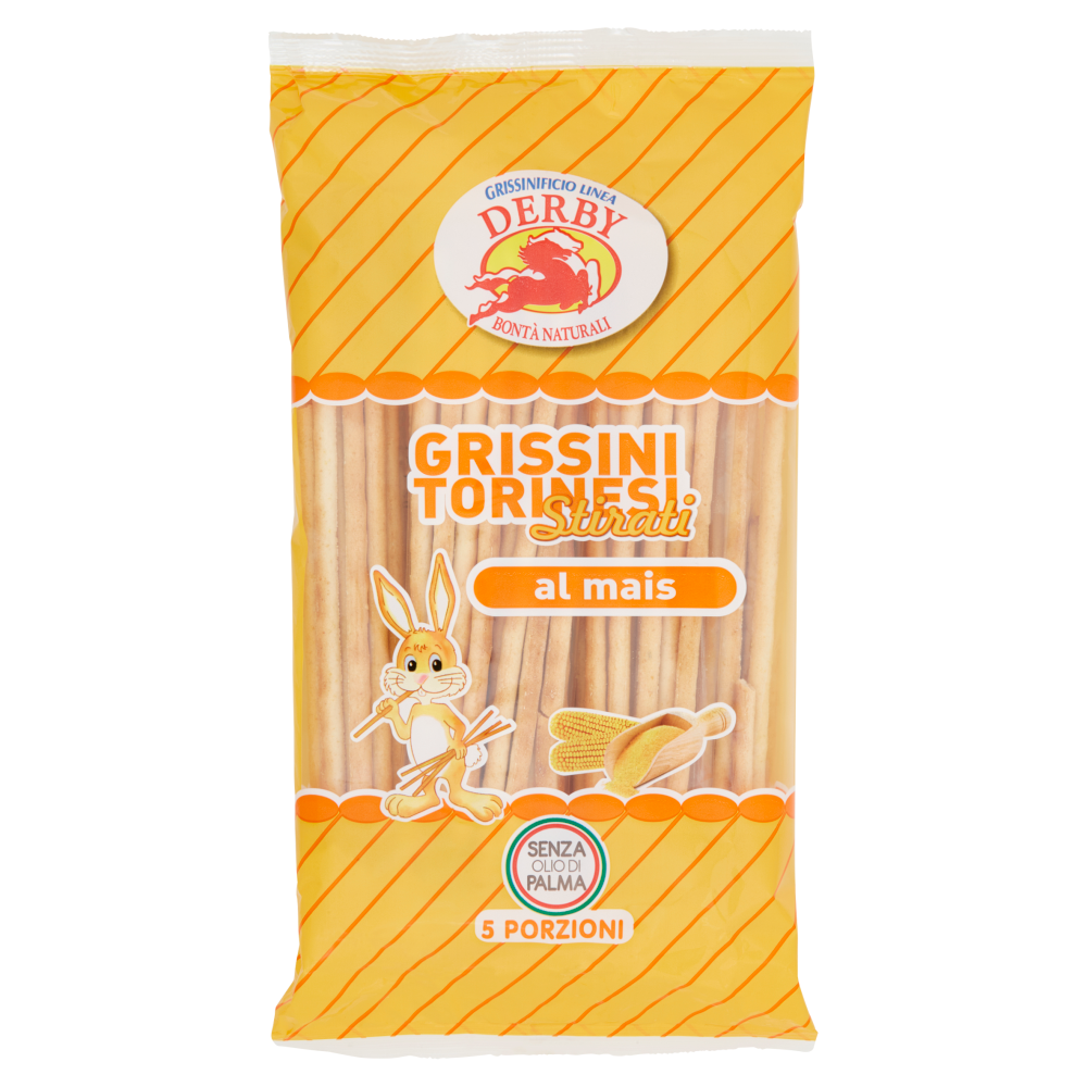 Grissinificio Linea Derby Grissini Torinesi Stirati al mais 5 x 50 g