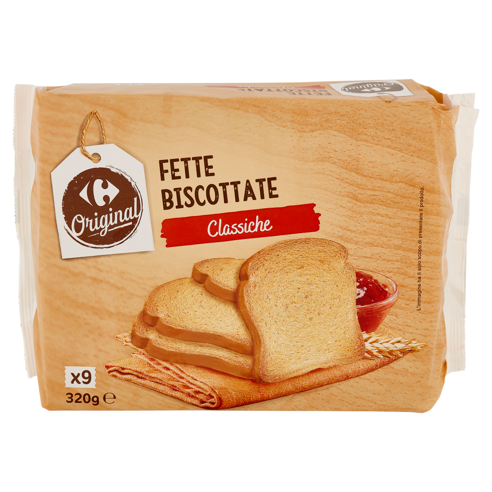 Carrefour Original Fette Biscottate Integrali 9 Monoporzioni 320 g
