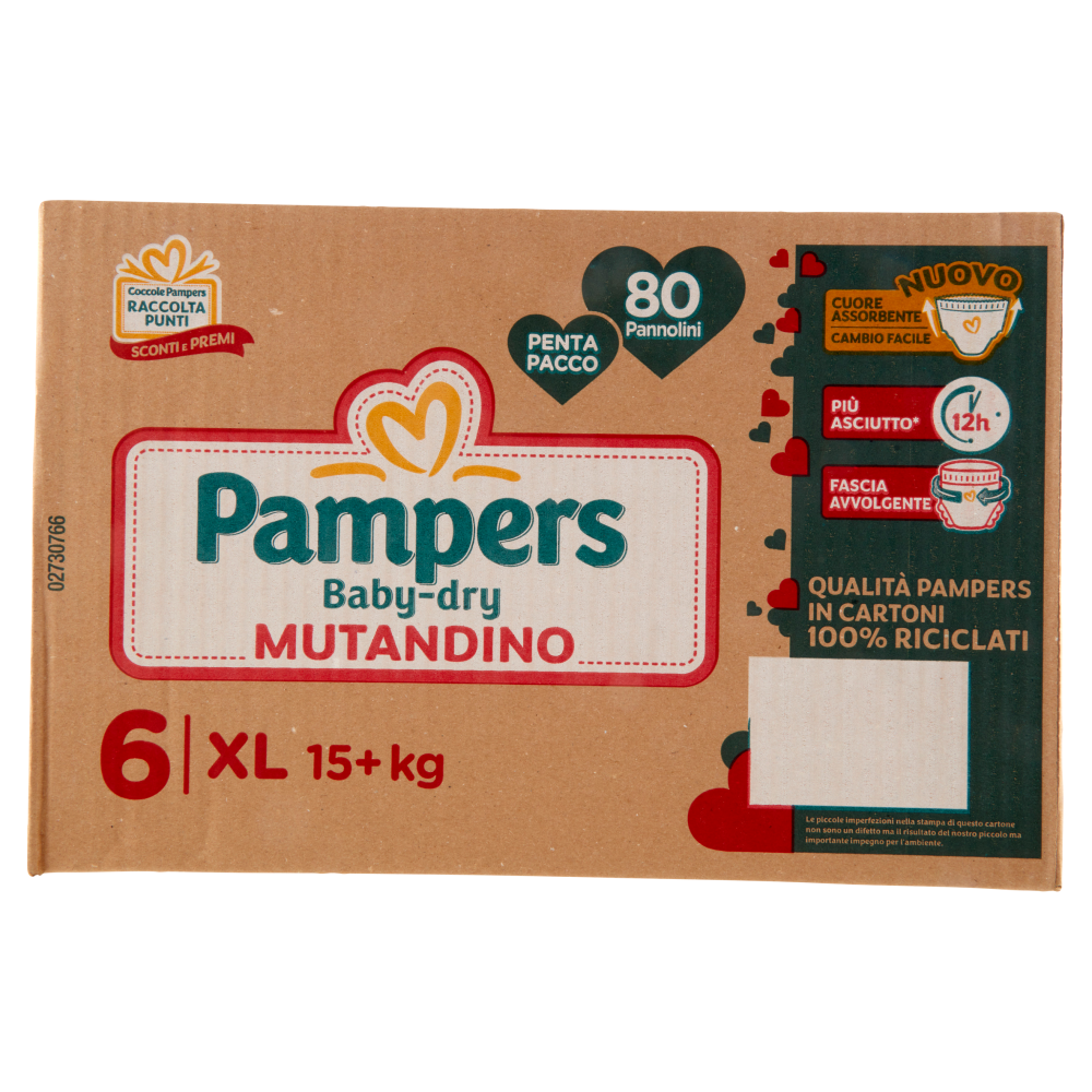  Pampers Baby-dry Mutandino XL 80 pz