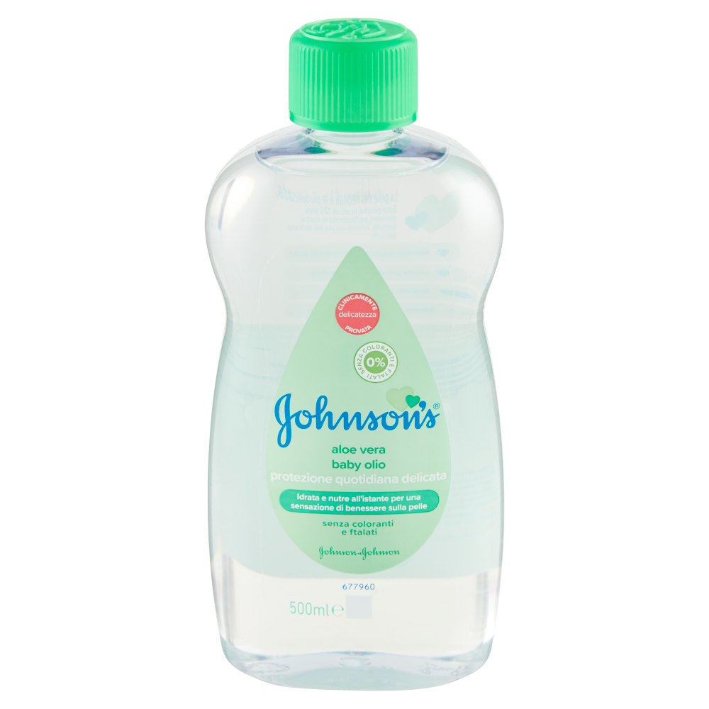 Johnson's Baby Olio Aloe Vera,  Testato Da Pediatri E Dermatologi, 500ml