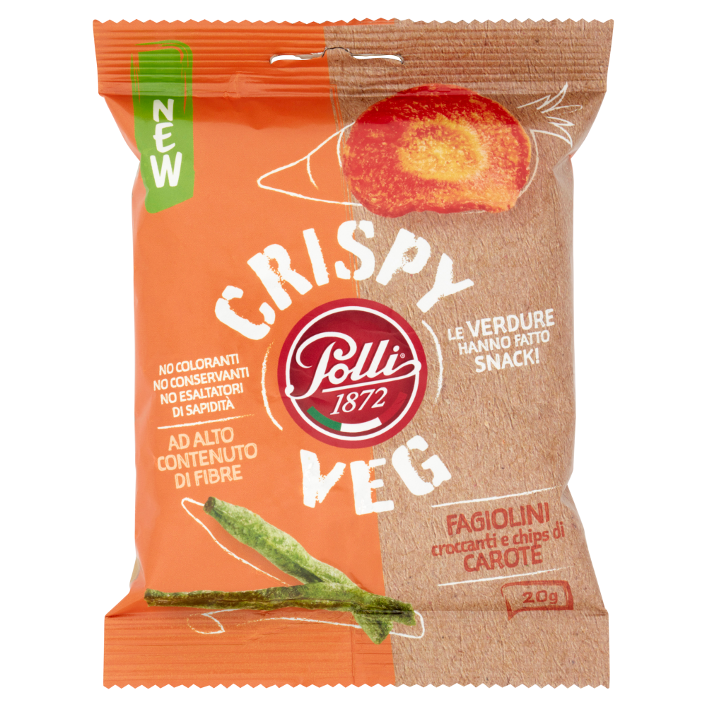 Polli Crispy Veg Fagiolini croccanti e chips di Carote 20 g