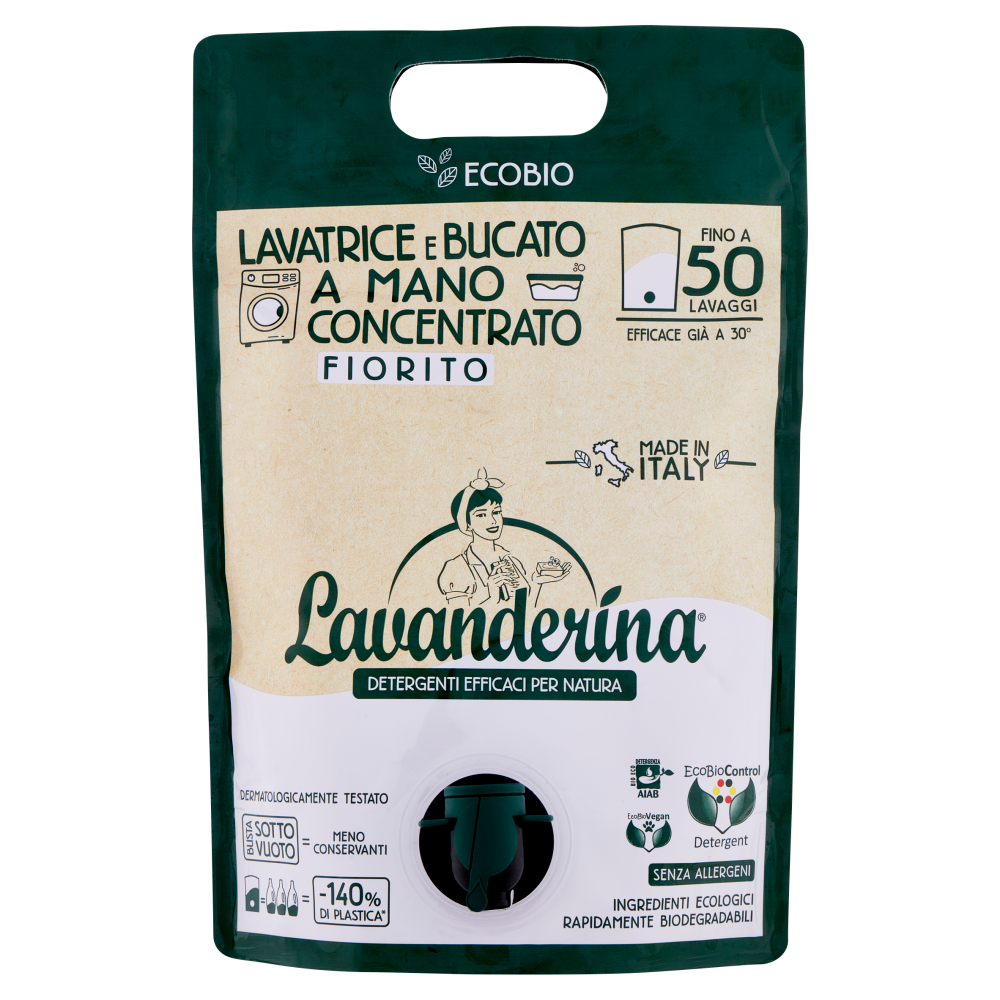 Lavanderina Lavatrice e Bucato a Mano Concentrato Fiorito Ecobio 2000 mL