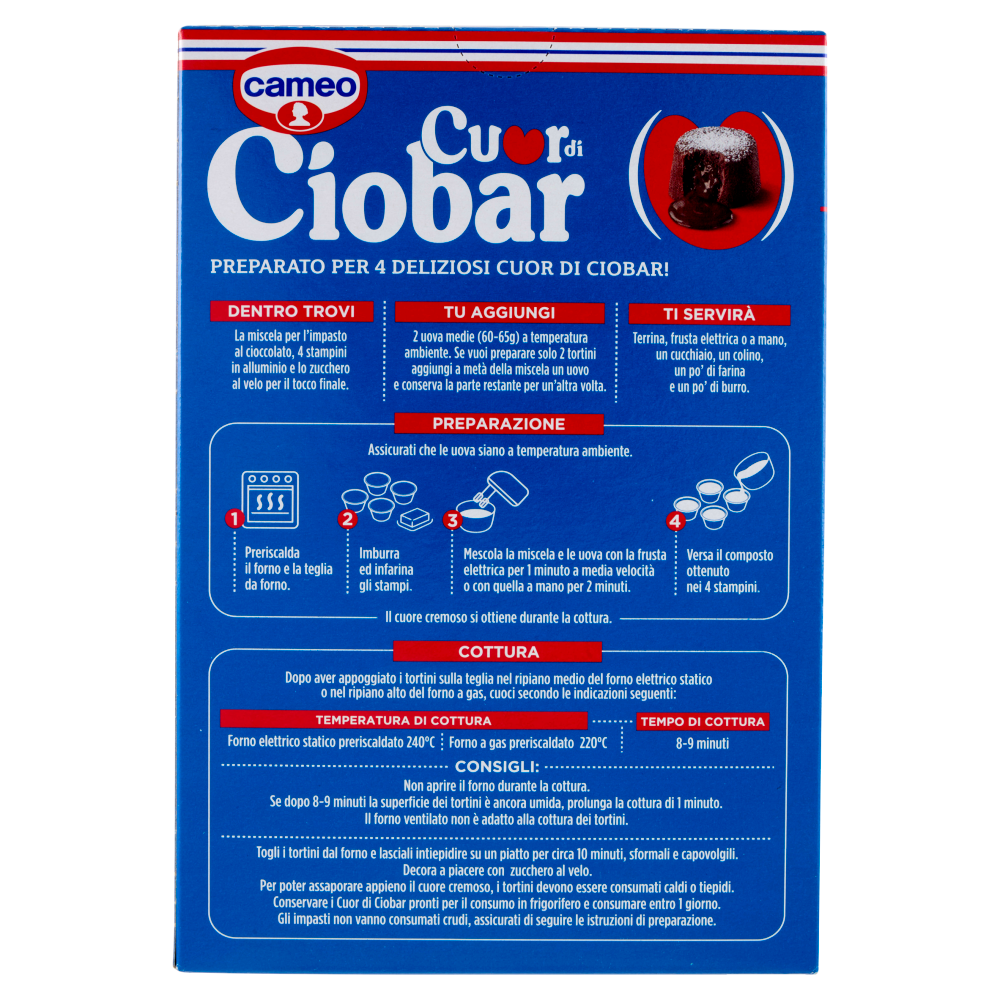 cameo Cuor di Ciobar Kit Completo per 4 Tortini 233 g
