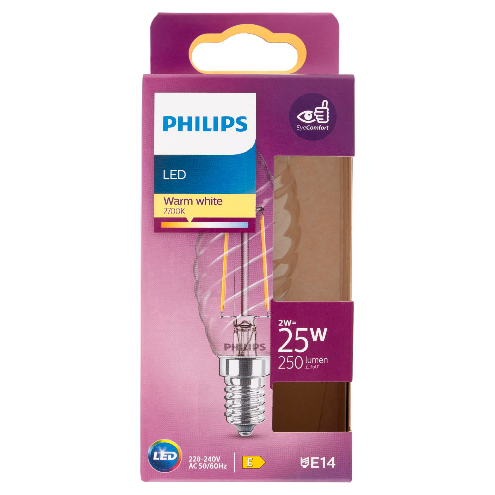 Philips Led tortiglione filamento 25W E14 2700K