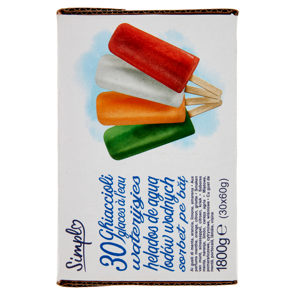 Simpl 30 Ghiaccioli ai gusti di menta, arancia, limone, amarena 30 x 60 g