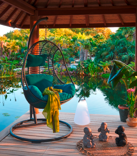 Hyba Poltrona a dondolo sospeso in acciaio con cuscini