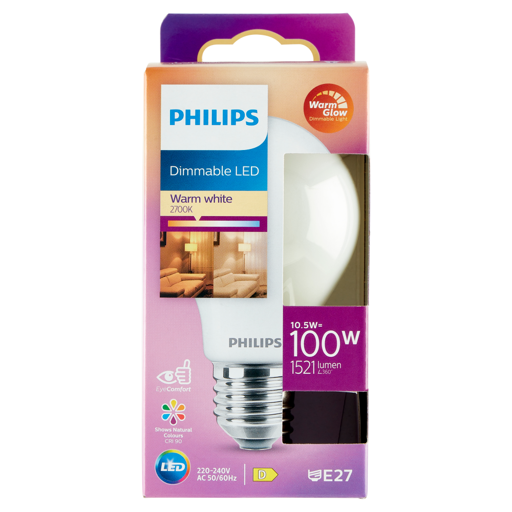 Philips Dimmable Led goccia 100W E27 2200-2700K dim warm glow