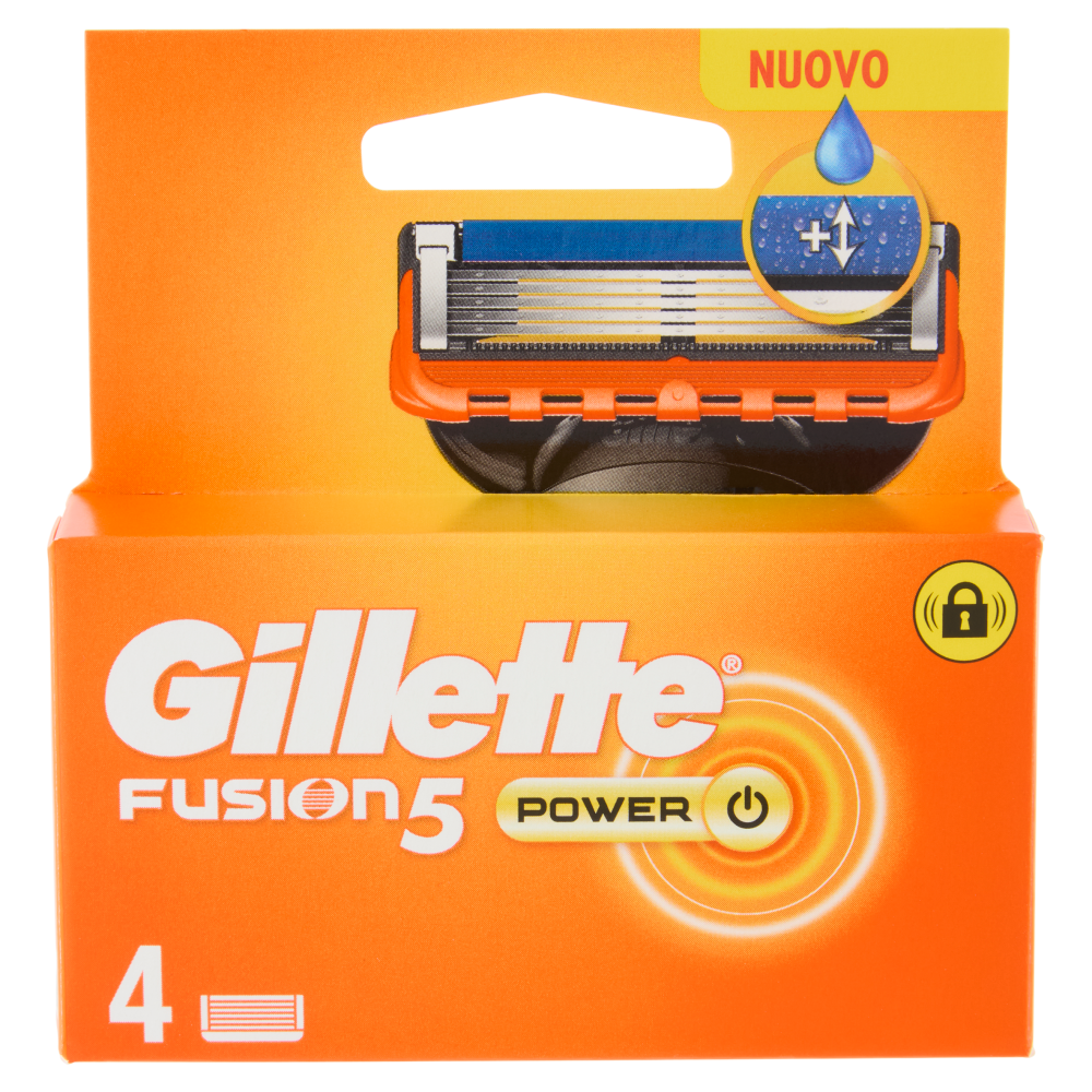 Gillette Fusion5 Power Lamette di ricambio per Rasoio da Uomo, 4 Ricariche