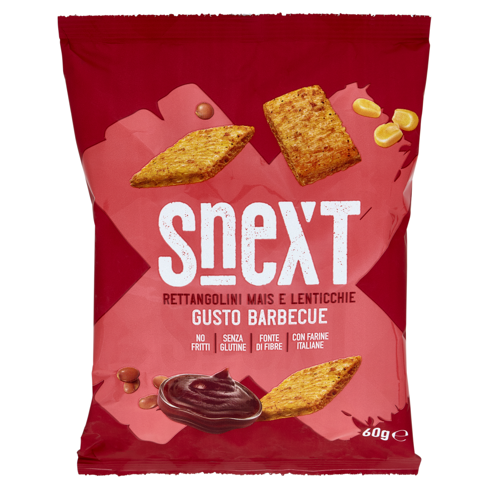 Snext Rettangolini Mais e Lenticchie Gusto Barbecue 60 g
