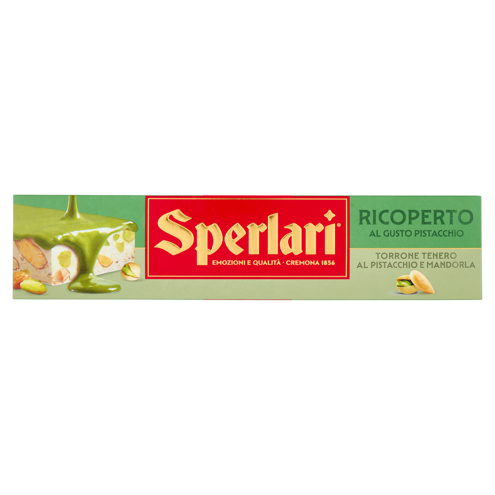 Sperlari Ricoperto al Gusto Pistacchio Torrone Tenero al Pistacchio e Mandorla 200 g