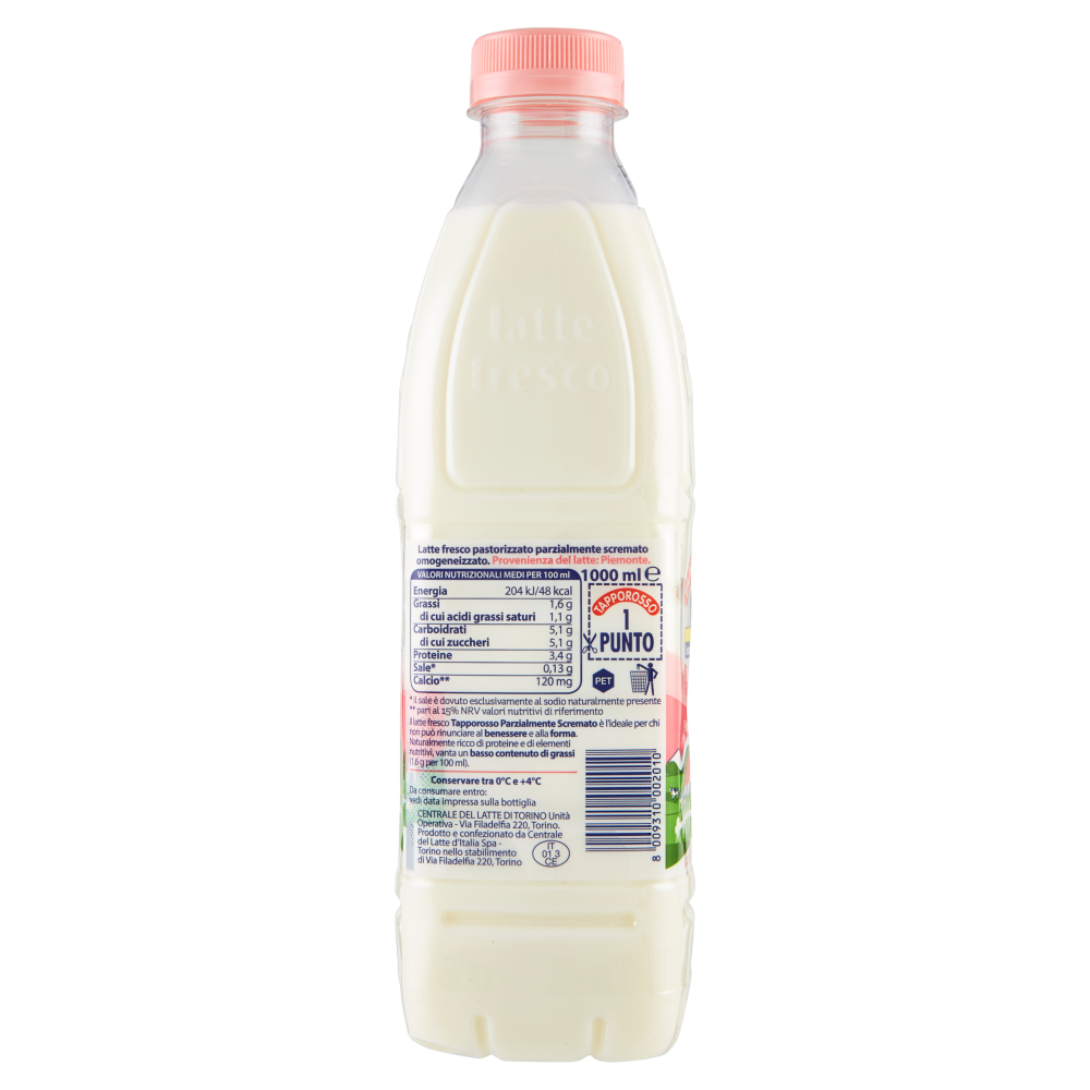 Centrale del Latte di Torino Tapporosso Latte Fresco Pastorizzato Parzialmente scremato 1000 ml