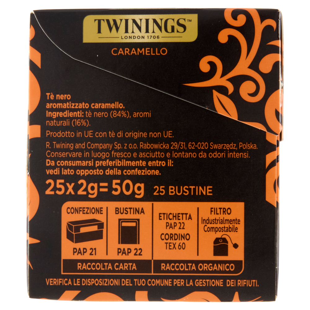 Twinings Caramello Tè Nero aromatizzato 25 filtri The 50 g
