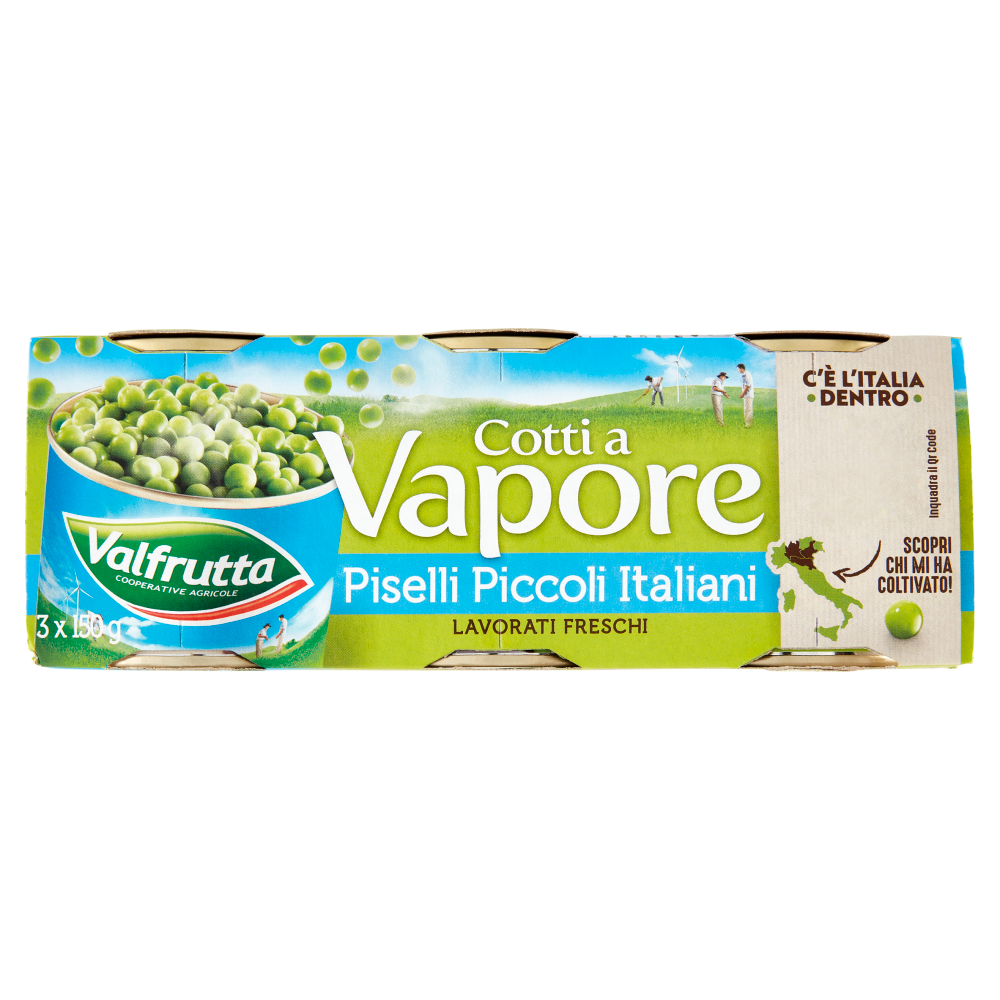 Valfrutta Cotti a Vapore Piselli Piccoli Italiani 3 x 150 g