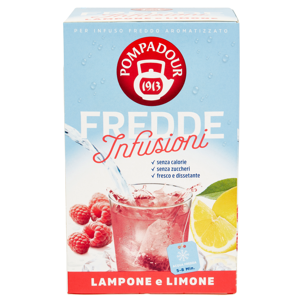 Pompadour Fredde Infusioni Lampone e Limone 18 x 2,5 g