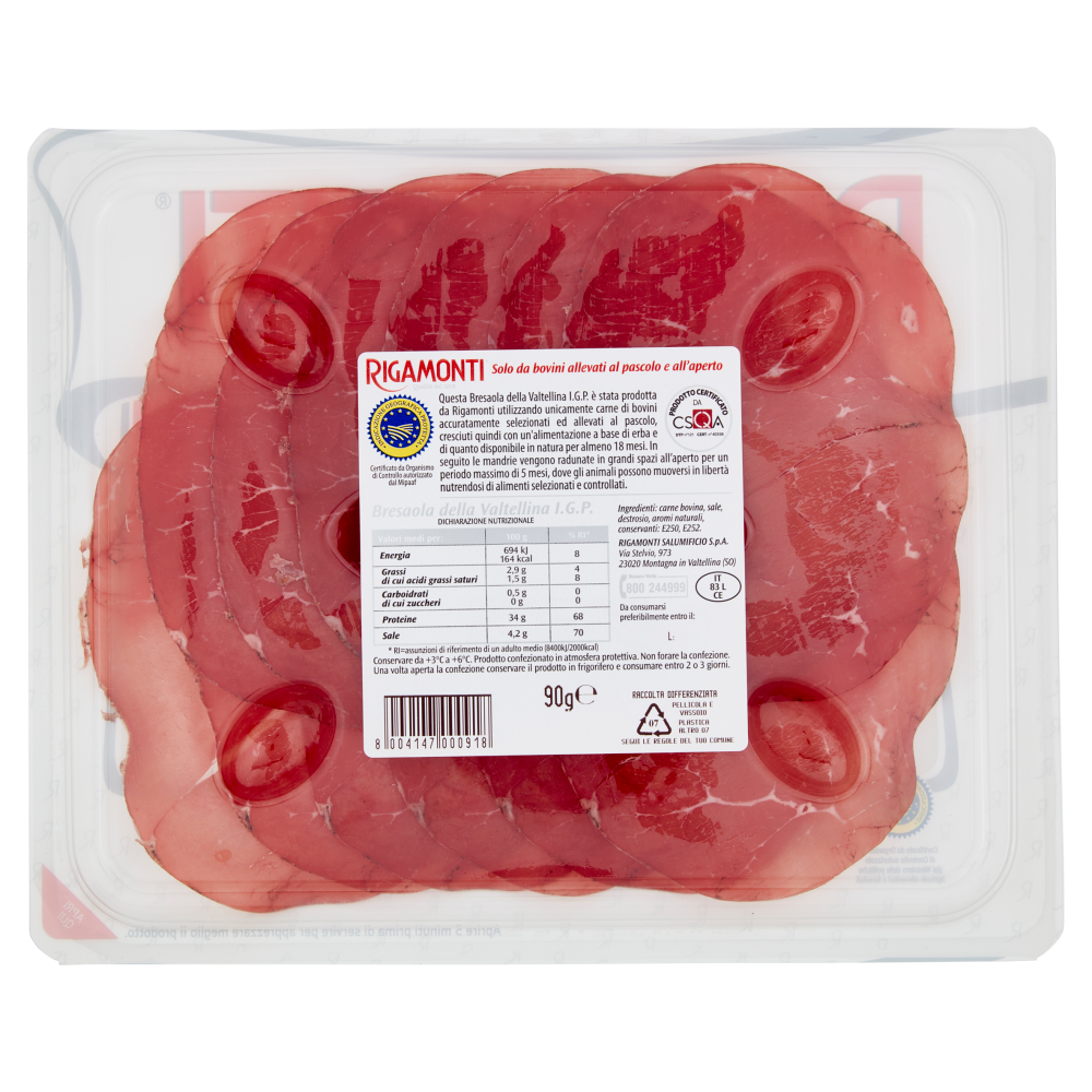 Rigamonti Bresaola della Valtellina I.G.P. Punta d'Anca 90 g