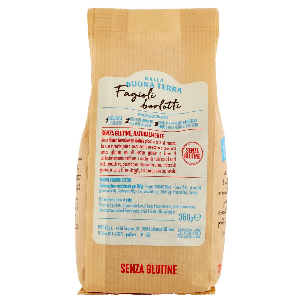 Dalla Buona Terra pedon Senza Glutine Fagioli Borlotti 350 g
