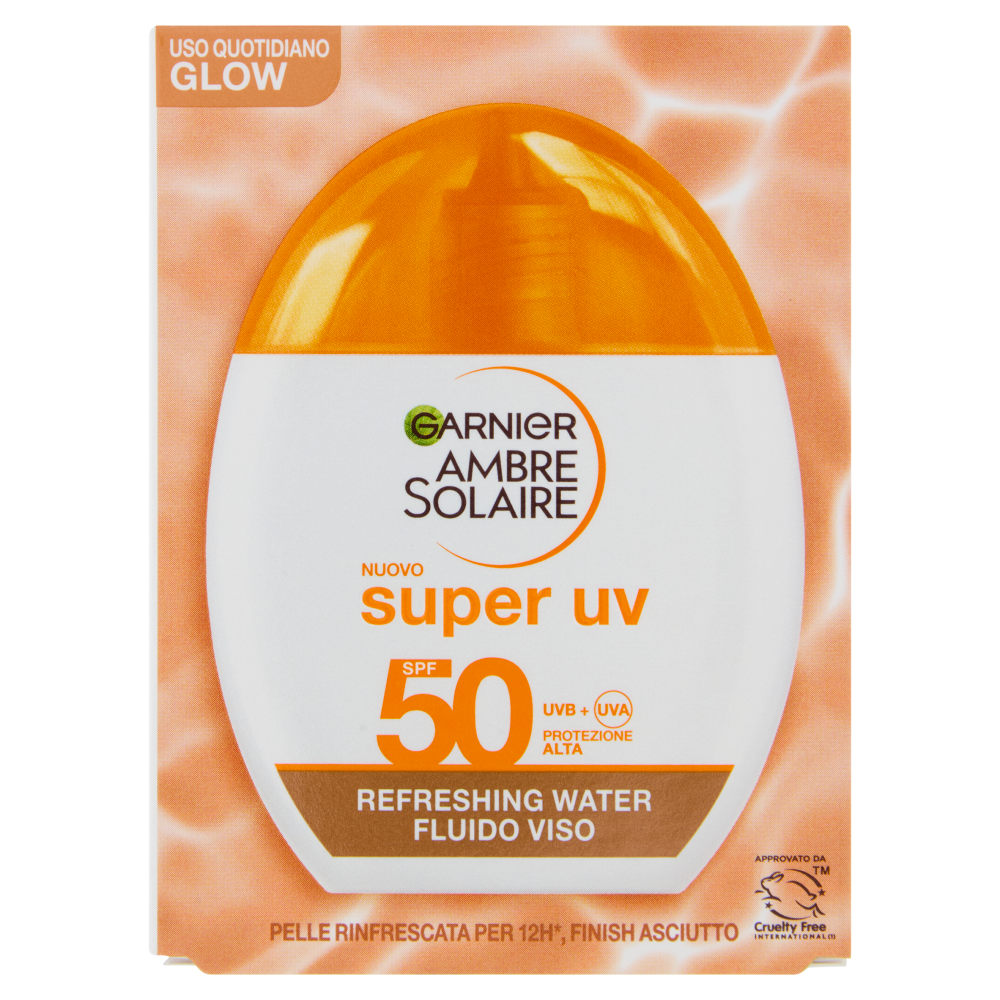 Garnier Ambre Solaire super uv SPF 50 Refreshing Water Fluido Viso Glow 40 ml
