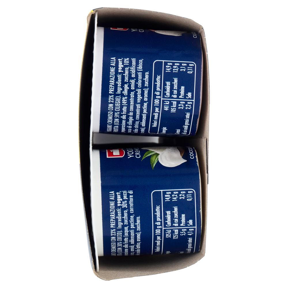 müller Yogurt Cremoso con Frutta in Pezzi Pesca e Albicocca, Fragola, Ciliegia, Cocco 8 x 125 g