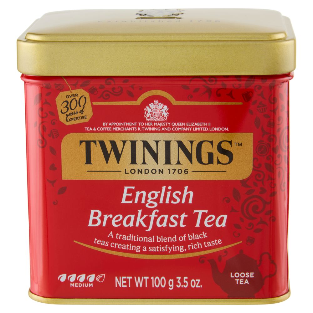 Twinings English Breakfast Tea Tè Nero classico Sfuso in latta The 100 g