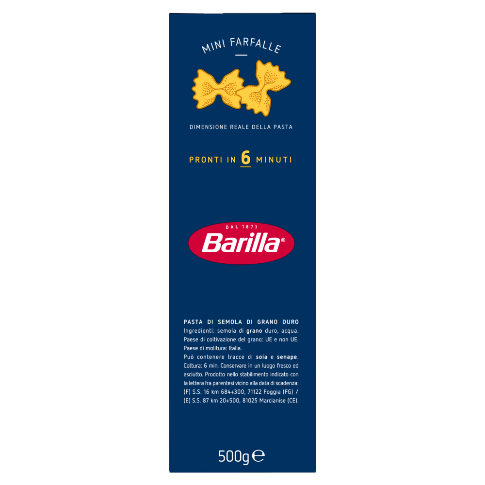 Barilla Pasta Piccolini Mini Farfalle 500g