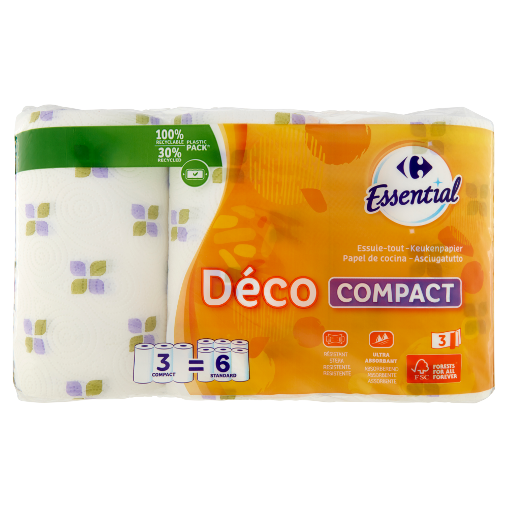 Carrefour Essential Asciugatutto Déco Compact 3 Veli 3 pz