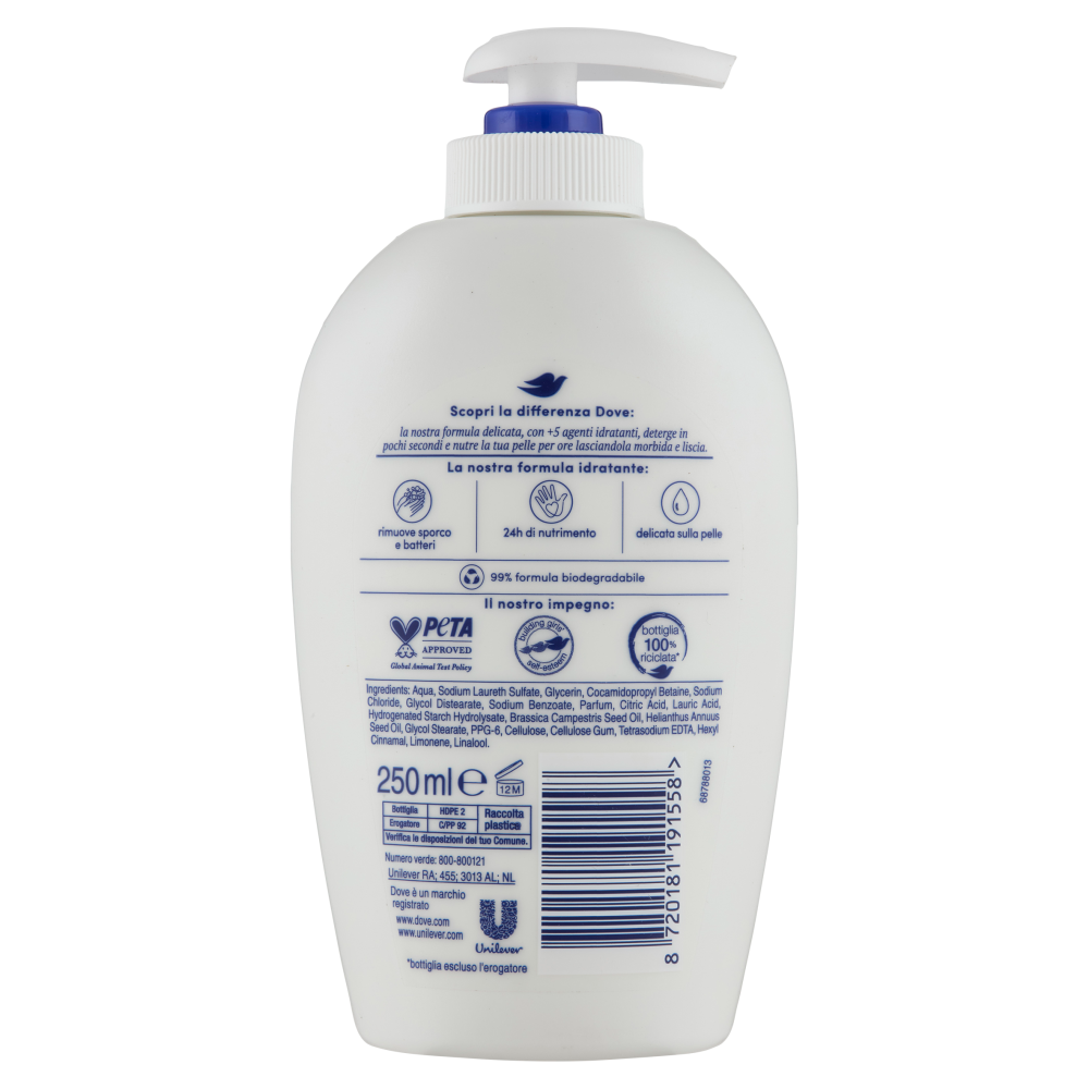 Dove Sapone Detergente Idratante nutrimento profondo 250 ml