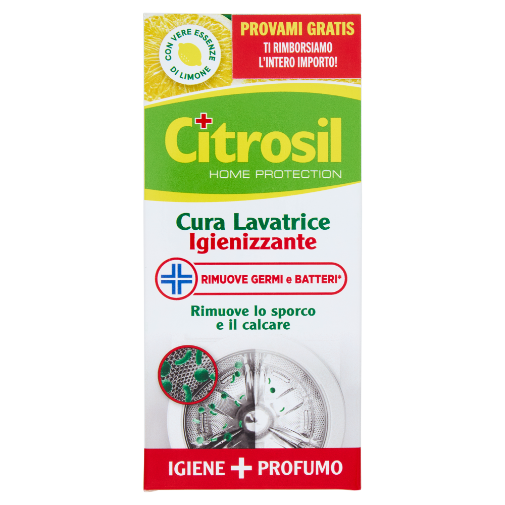 Citrosil Home Protection Cura Lavatrice Igienizzante con Vere Essenze di Limone 250 ml