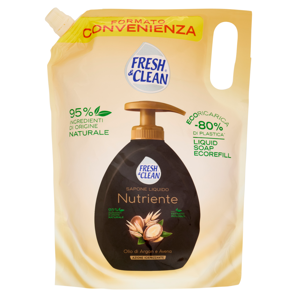 Fresh & Clean Sapone Liquido Nutriente Olio di Argan e Avena Ecoricarica 1000 ml