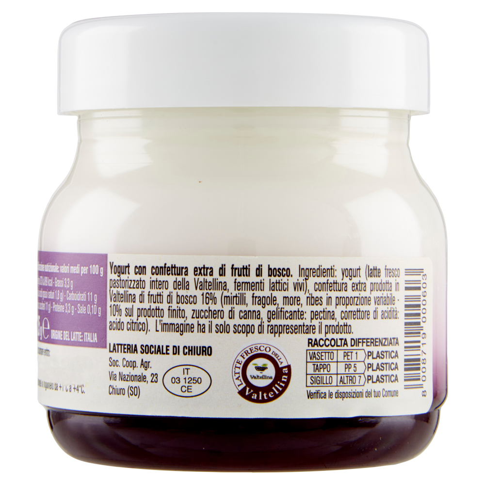 AlpiYò Yogurt di Valtellina Intero con confettura extra di Frutti di Bosco 125 g