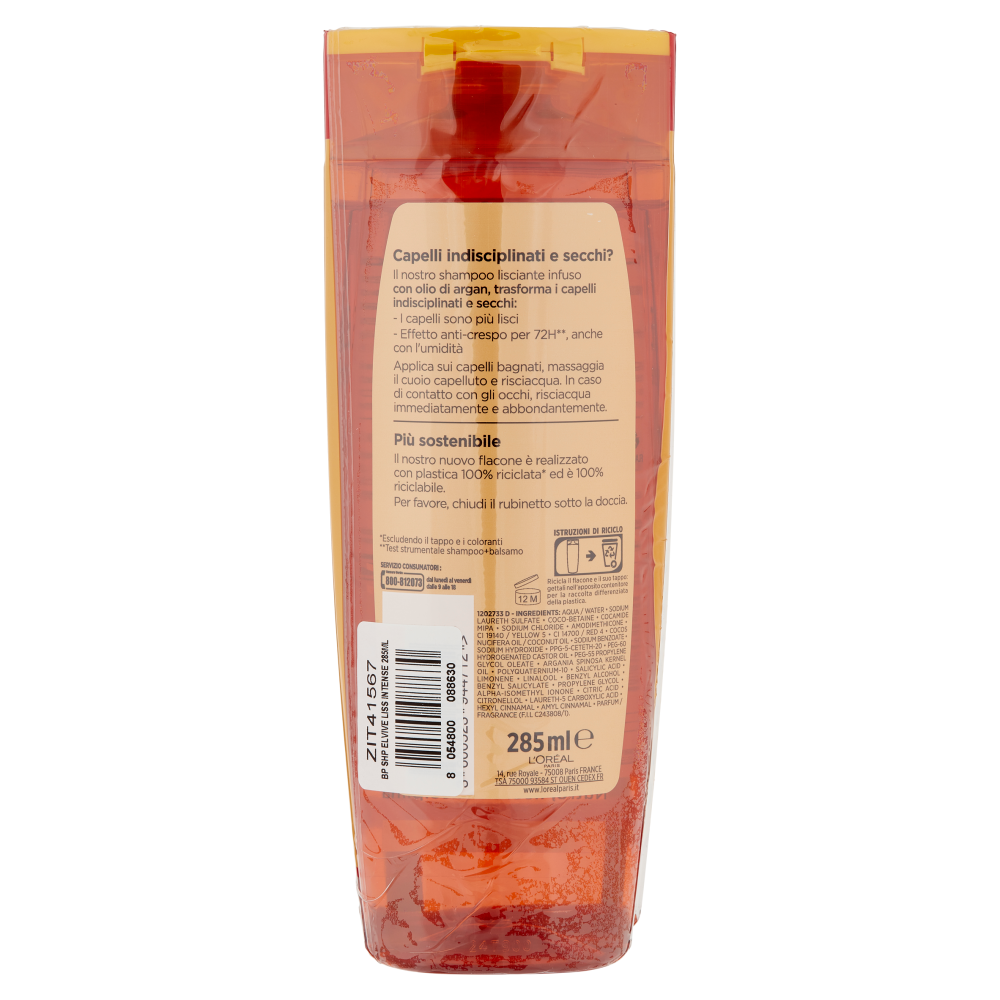 L'Oréal Paris Shampoo Elvive Liss Intense, Per Capelli Secchi Difficili