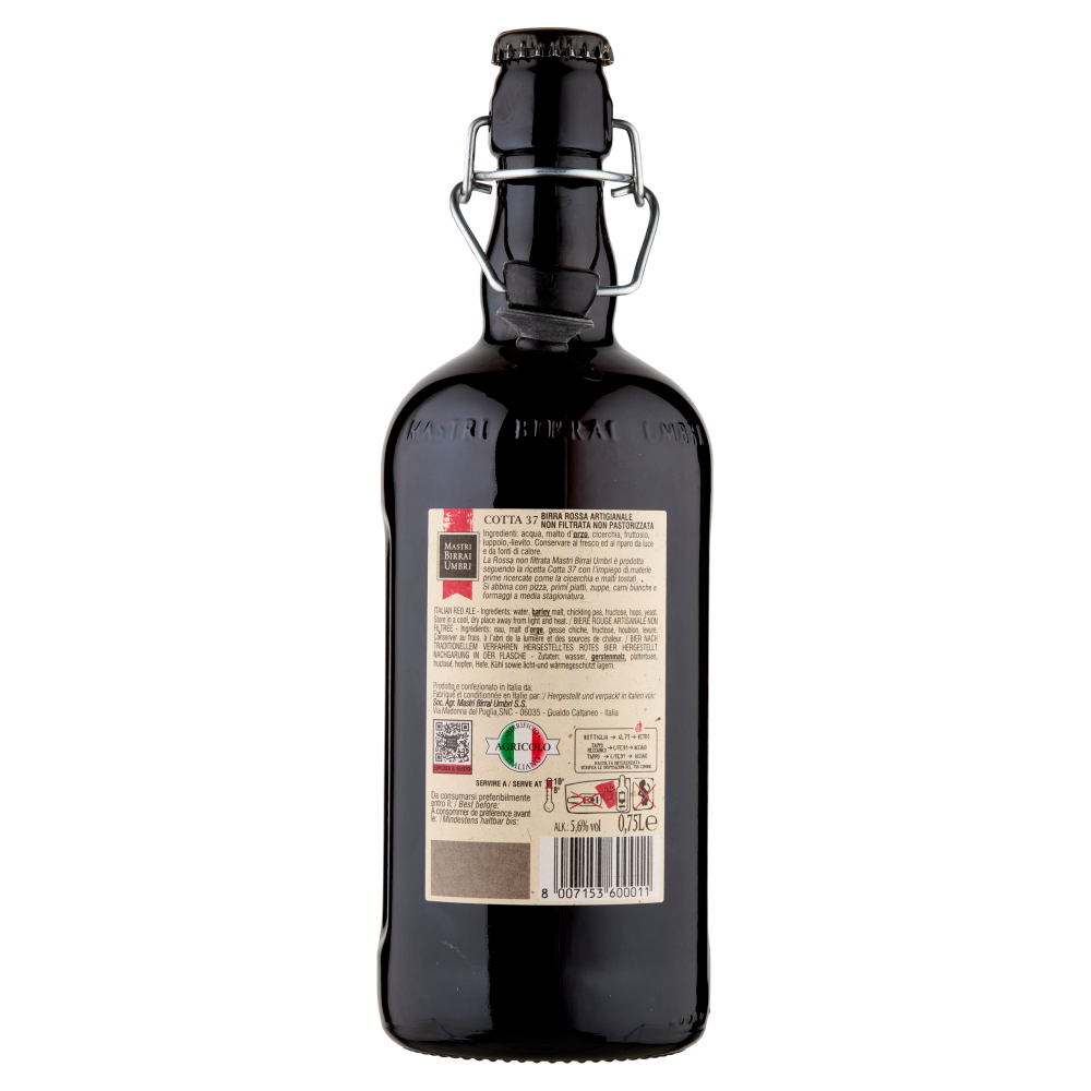 Mastri Birrai Umbri Cotta 37 Birra Rossa Artigianale Non Filtrata Non Pastorizzata 0,75 L
