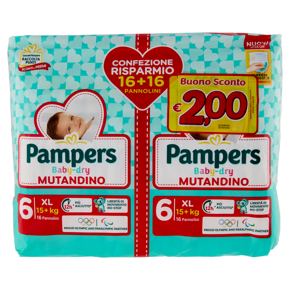 Pampers Babydry Mutandino XL 16+16 pz Carrefour