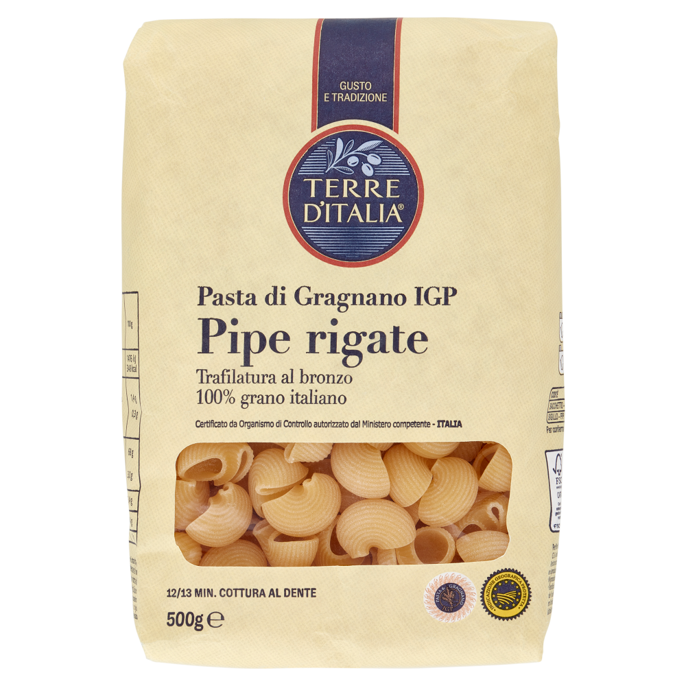 Terre d'Italia Pasta di Gragnano IGP Pipe rigate 500 g