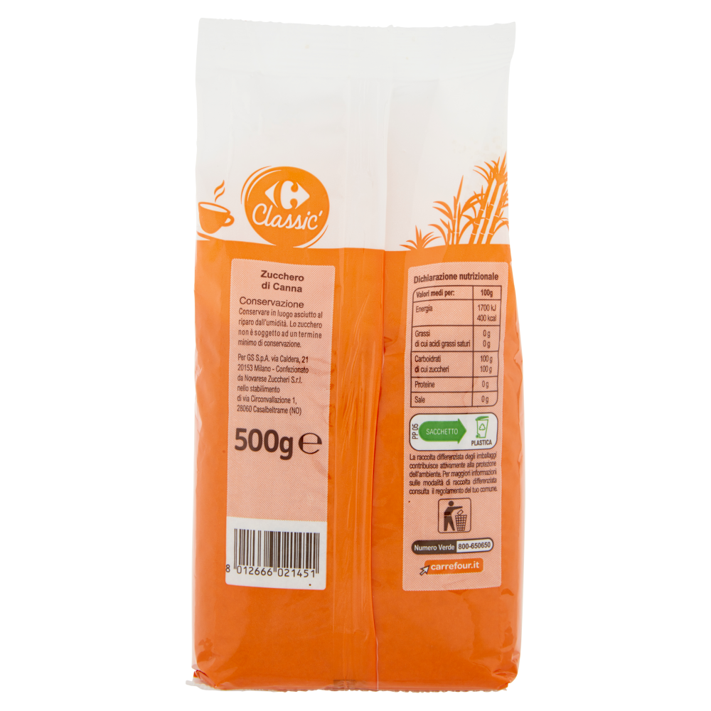 Carrefour Classic Zucchero di Canna 500 g