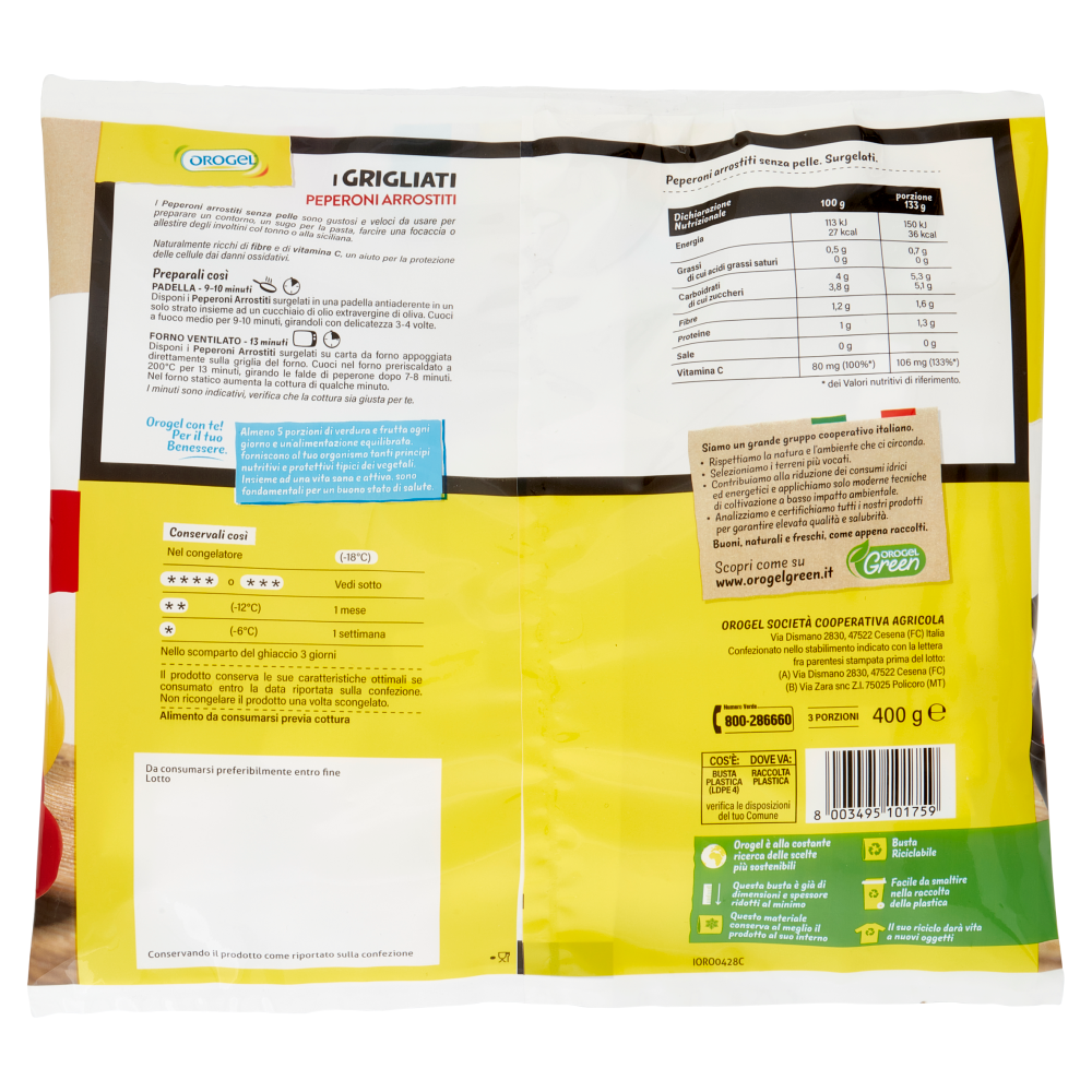 Orogel i Grigliati Peperoni Arrostiti Surgelati 400 g