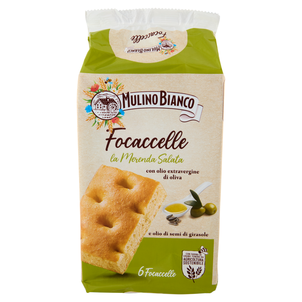 Mulino Bianco Focaccelle all'Olio Extra Vergine di Oliva Merenda Salata 6 pezzi 198g