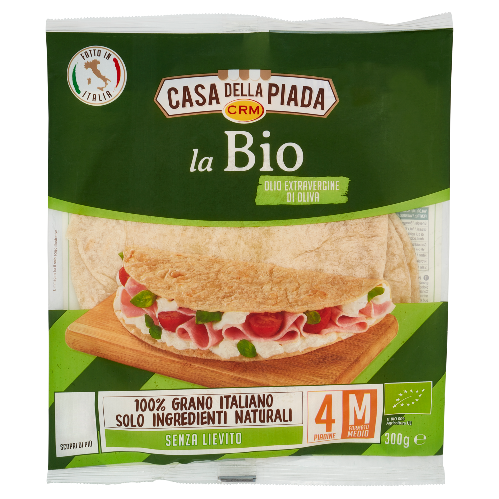 Casa della Piada la Bio Olio Extravergine di Oliva Formato Medio M 4 Piadine 300 g