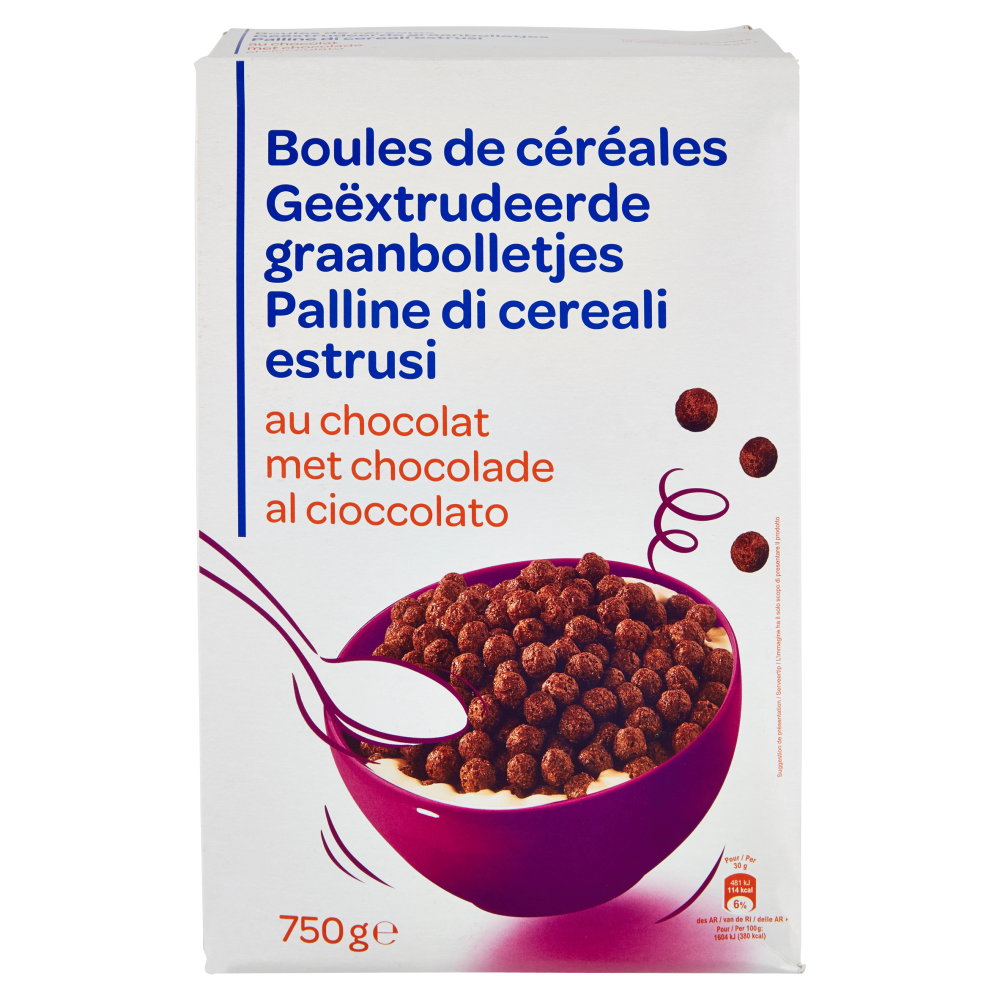 Palline di cereali estrusi al cioccolato 750 g