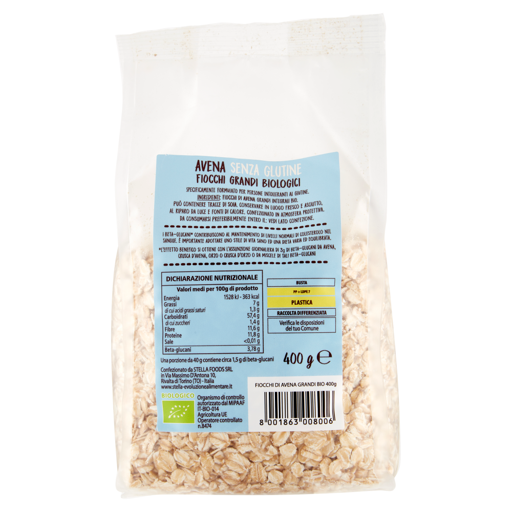 Stella Avena Senza Glutine Fiocchi Grandi Biologici 400 g