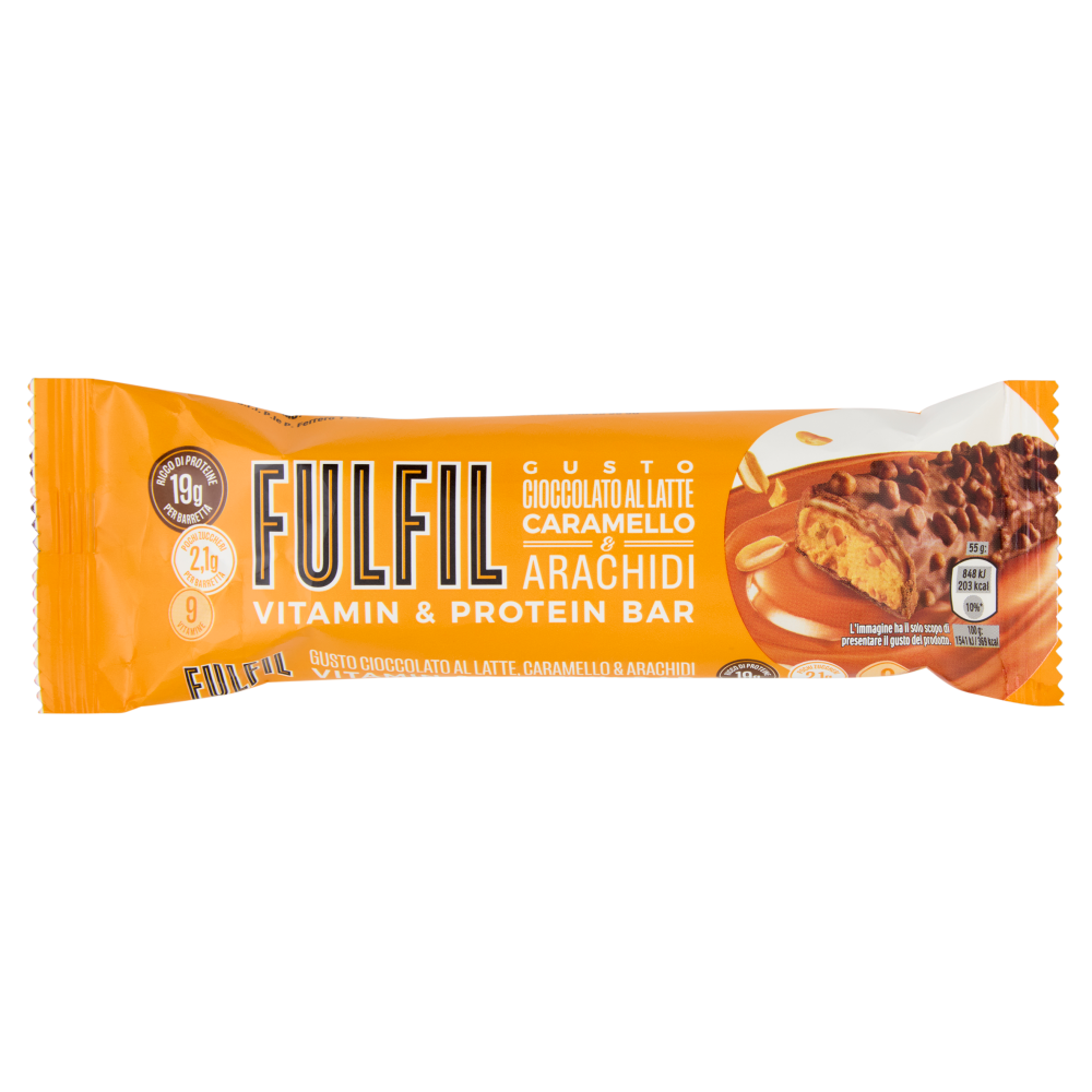 Fulfil Vitamin & Protein Bar Gusto Cioccolato al Latte, Caramello & Arachidi 55 g