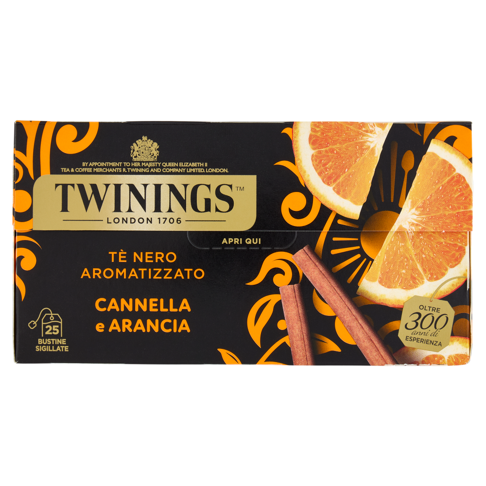 Twinings Cannella e Arancia Tè Nero aromatizzato 25 filtri The 50 g