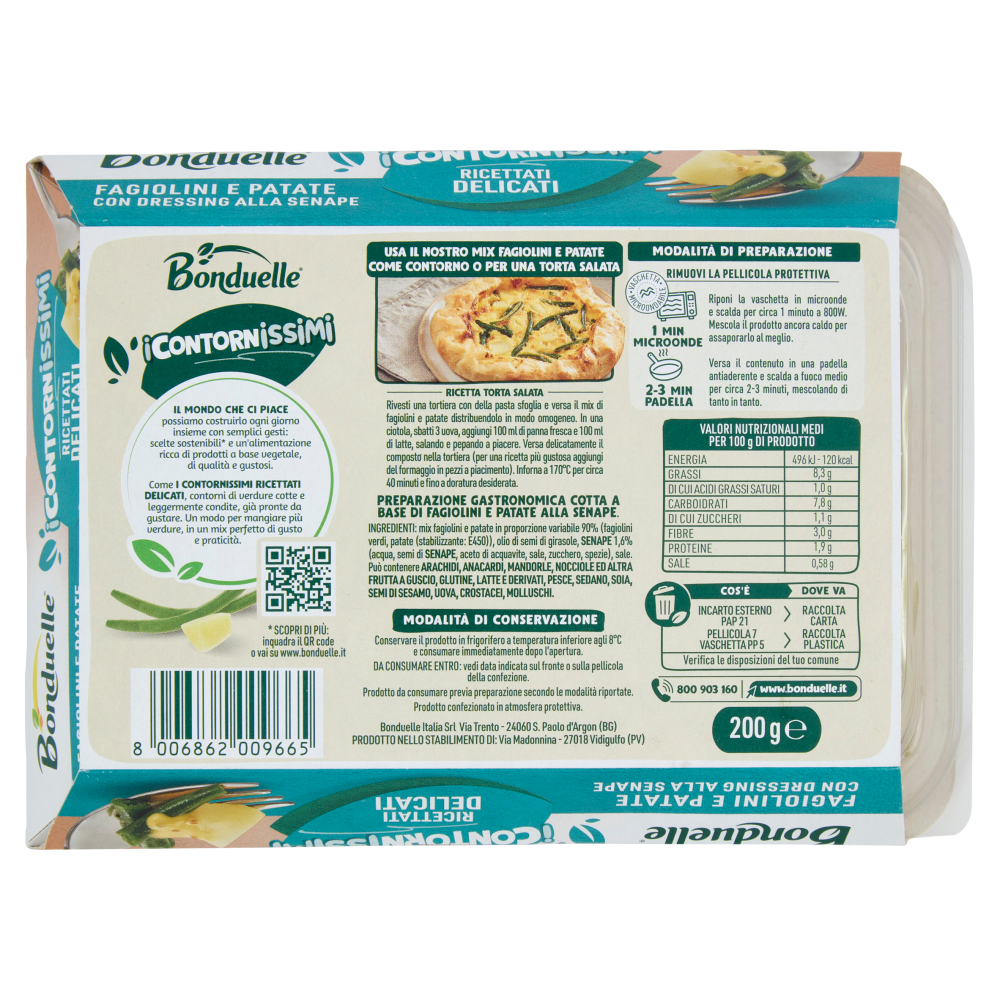 Bonduelle i Contornissimi Ricettati Delicati Fagioli e Patate con Dressing alla Senape 200 g