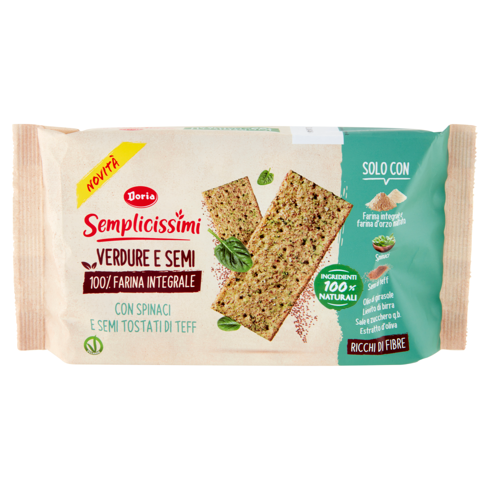 Doria Semplicissimi Crackers Spinaci e Semi di Teff Tostati - flowpack 280g
